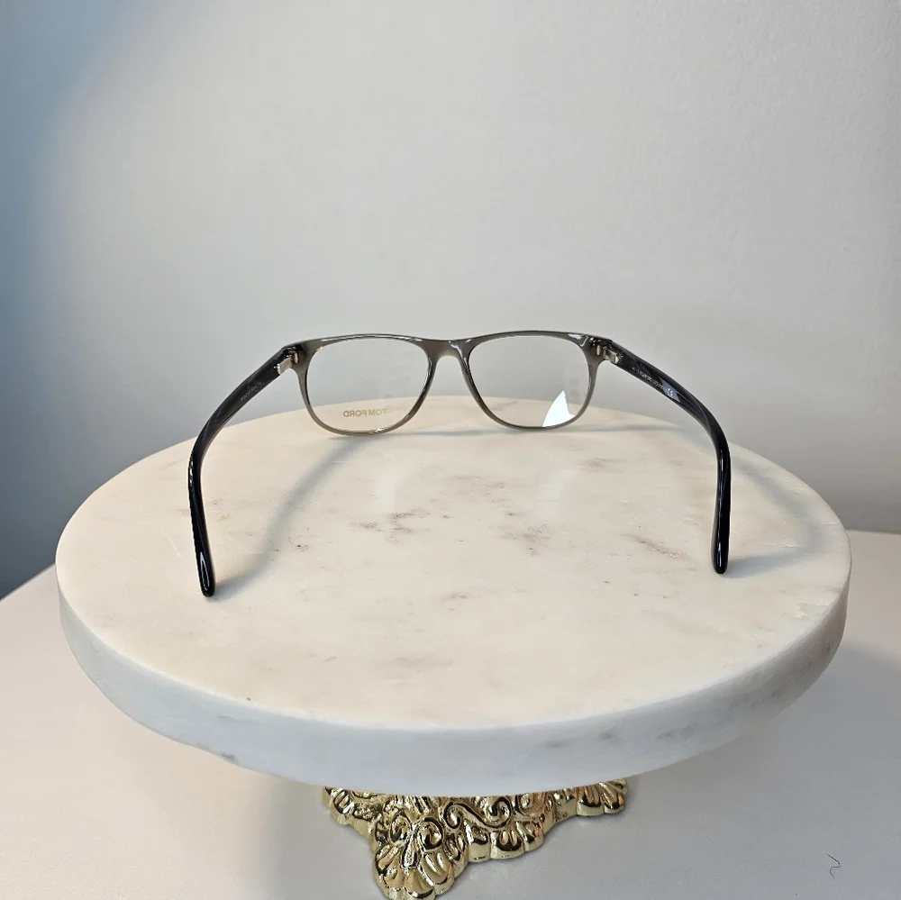 TOM FORD 53 mm Women's crystal‎ gray round eyeglasses frames